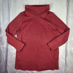 DuluthTunic Pullover Womens XXL Red Knit Cowl Neck Thumbholes Long Sleeve Casual